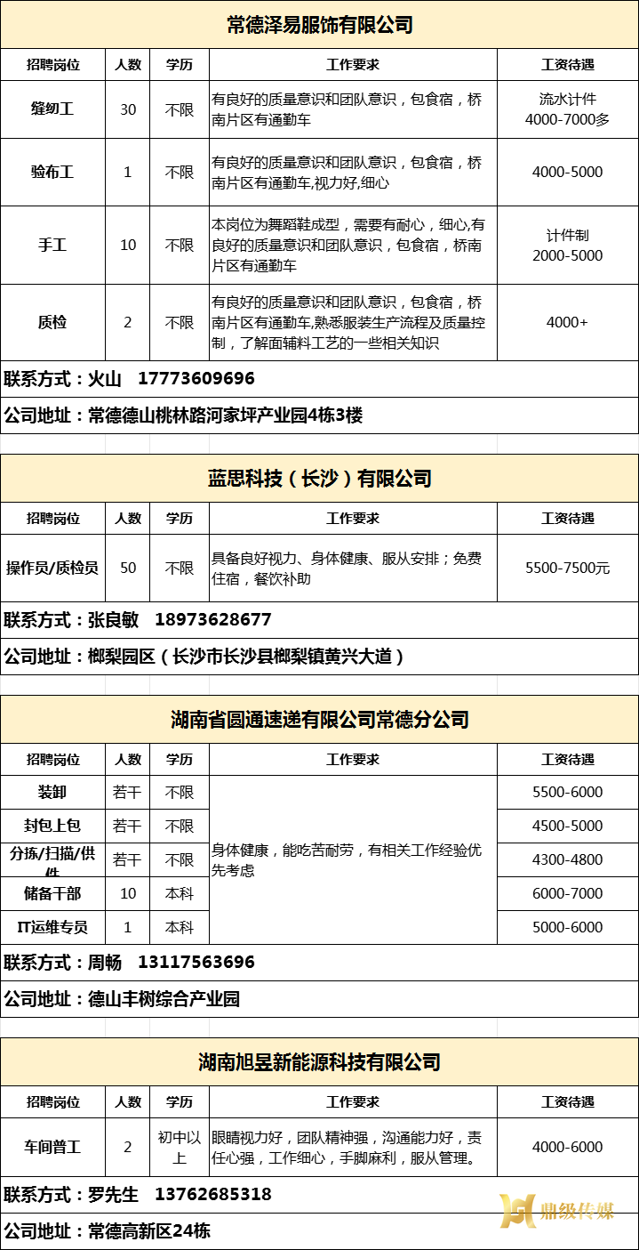 2024年鼎城区岗位惠民招聘信息第35期