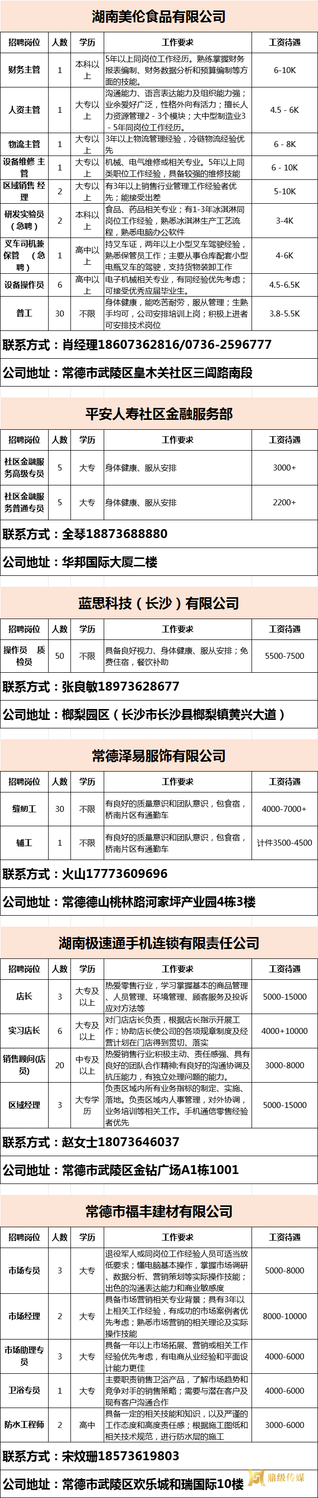 2025年鼎城区岗位惠民招聘信息第04期