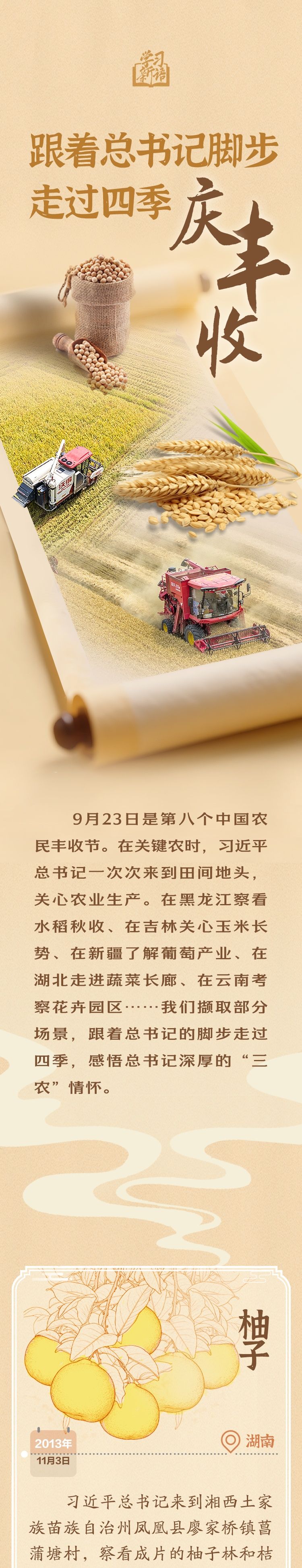 学习新语｜跟着总书记脚步，走过四季庆丰收