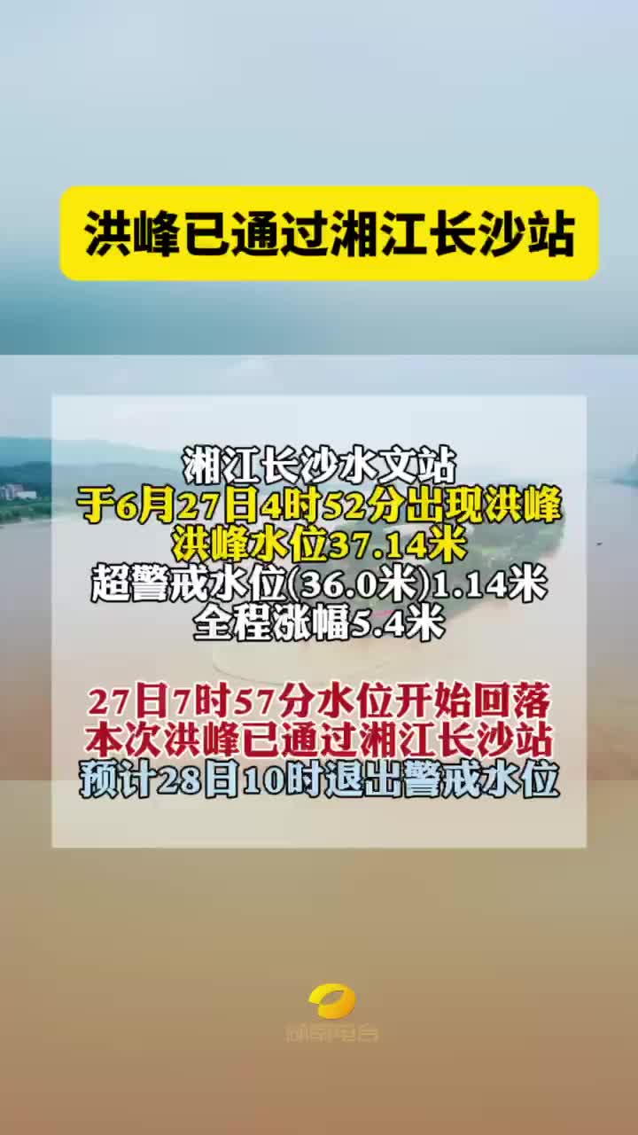 洪峰已通过湘江长沙站