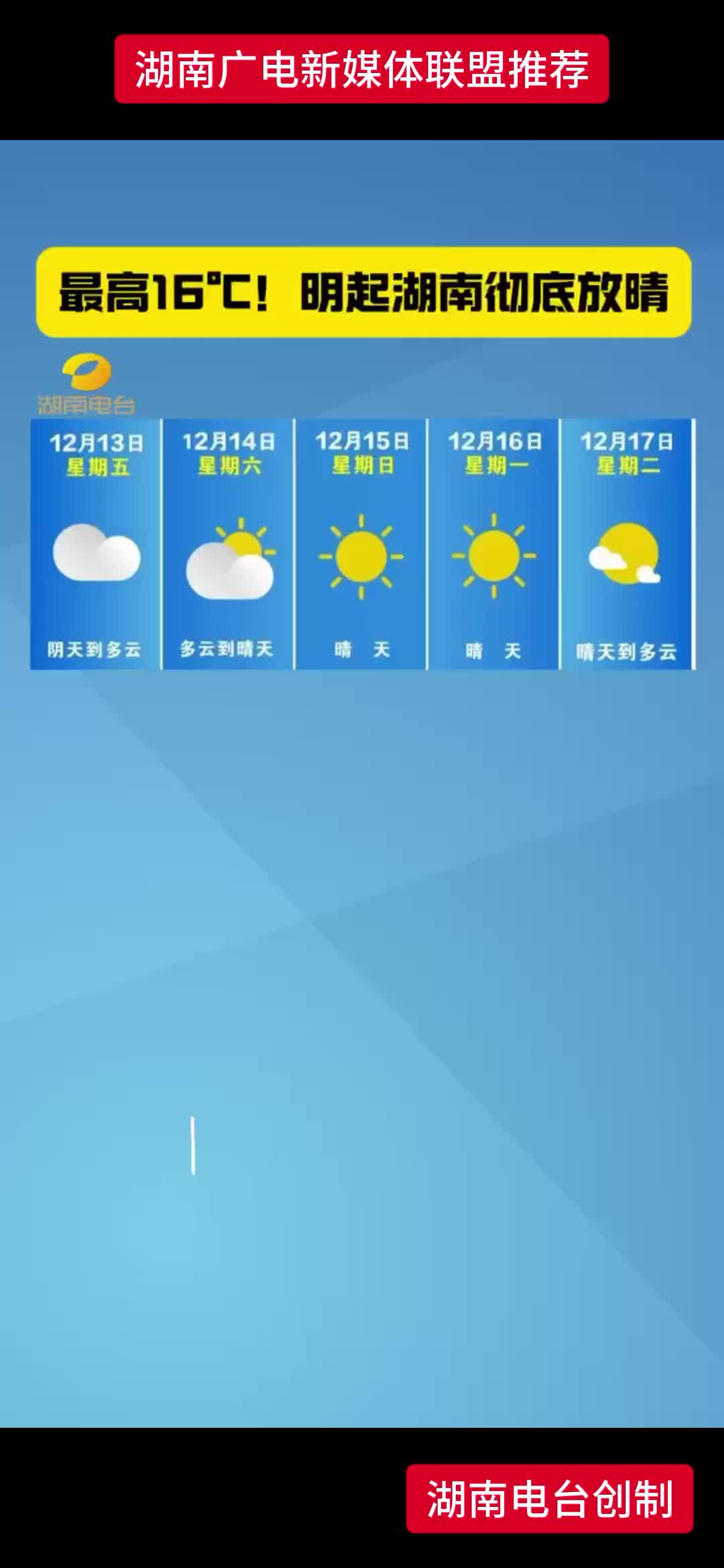 最高16°！明启湖南彻底放晴
