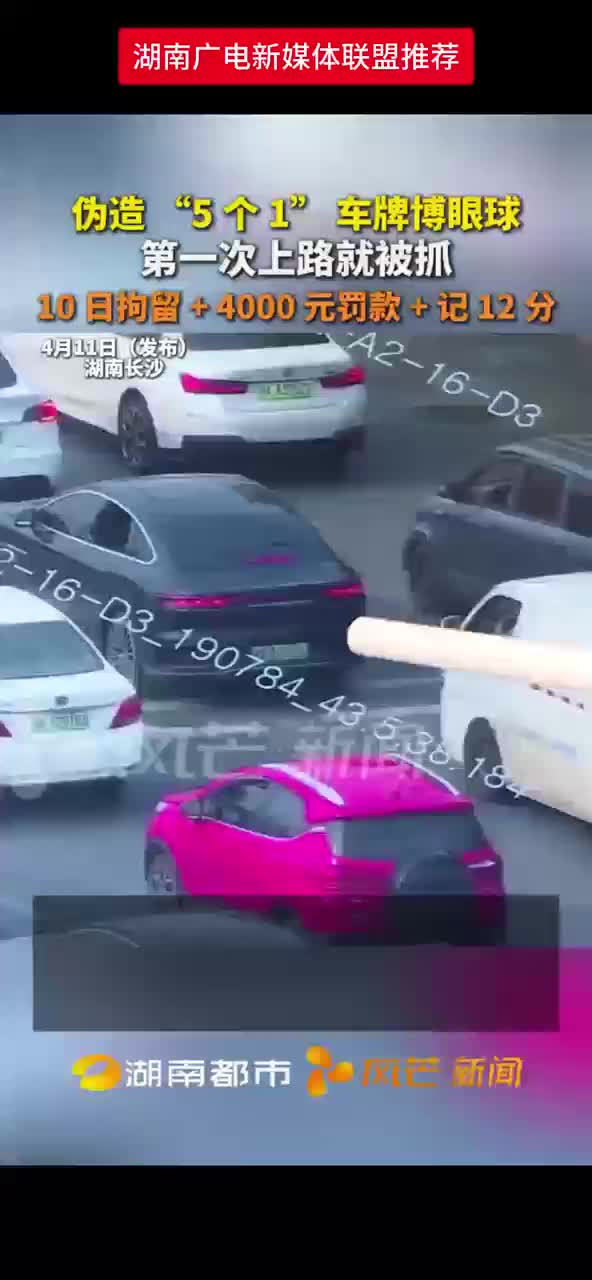 伪造“5个1”车牌博眼球，第一次上路就被抓