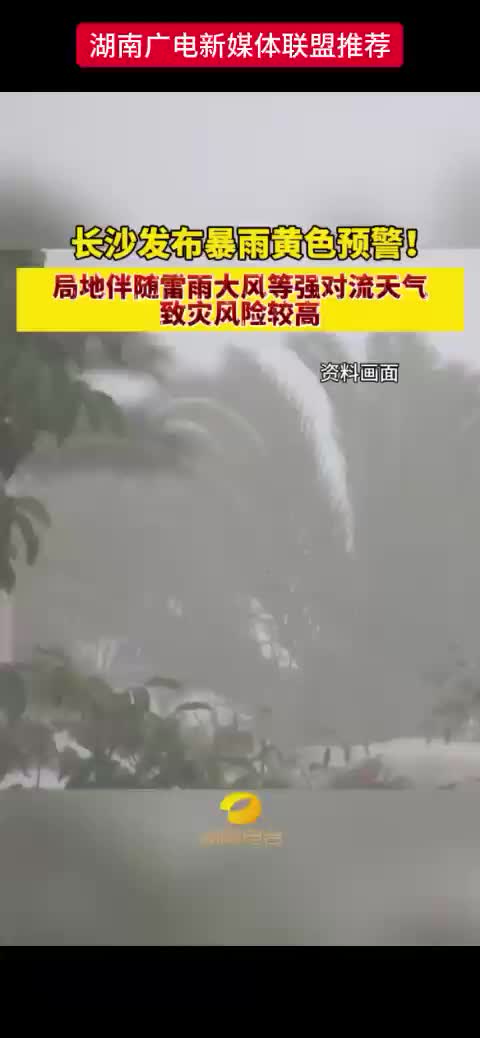 长沙发布暴雨黄色预警!局地伴随雷雨大风等强对流天气致灾风险较高