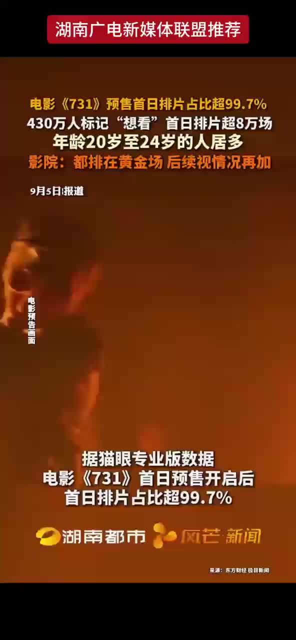 电影《731》预售首日排片占比超99.7%