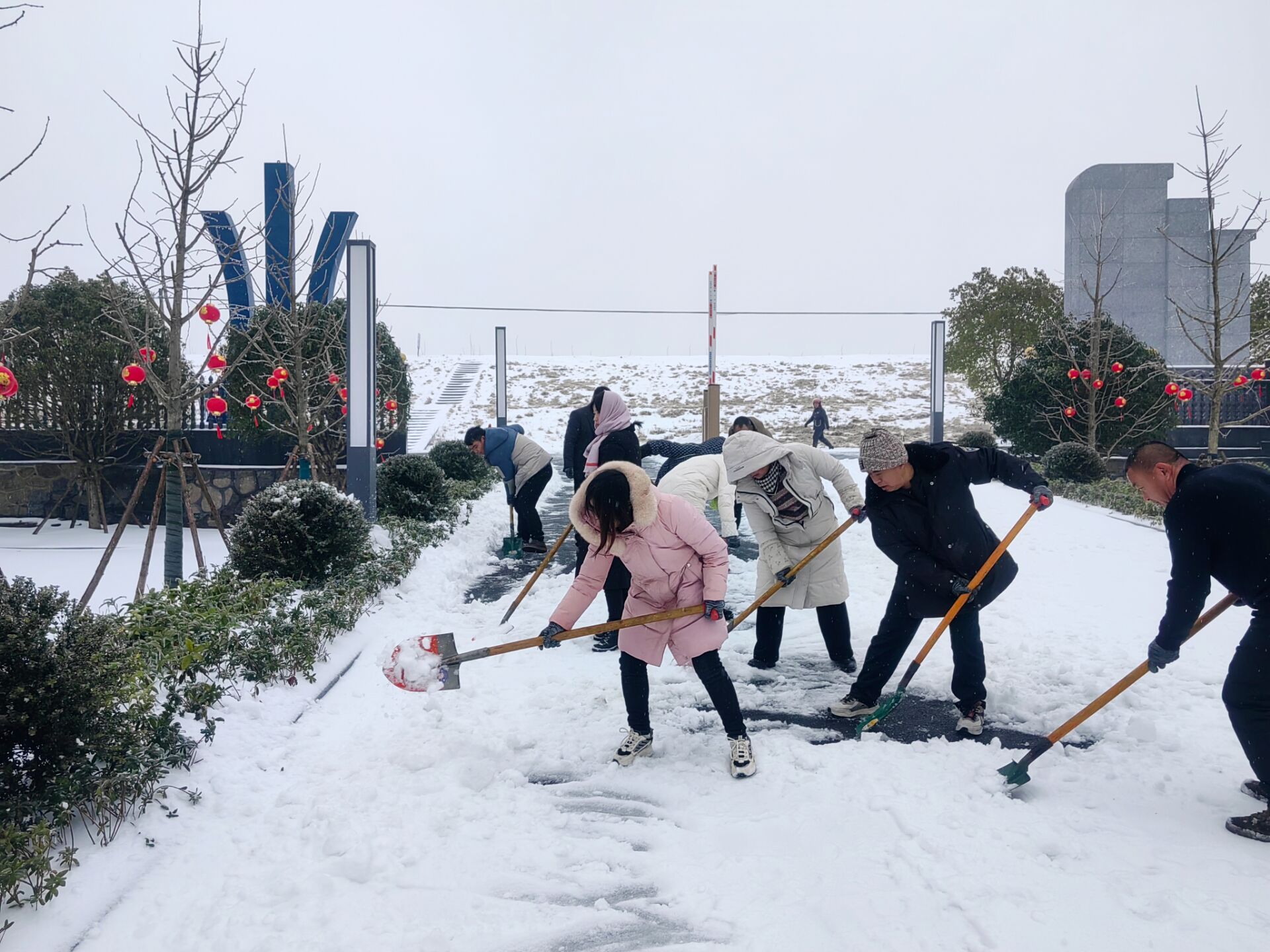 民主阳城垸：除雪防灾护安全