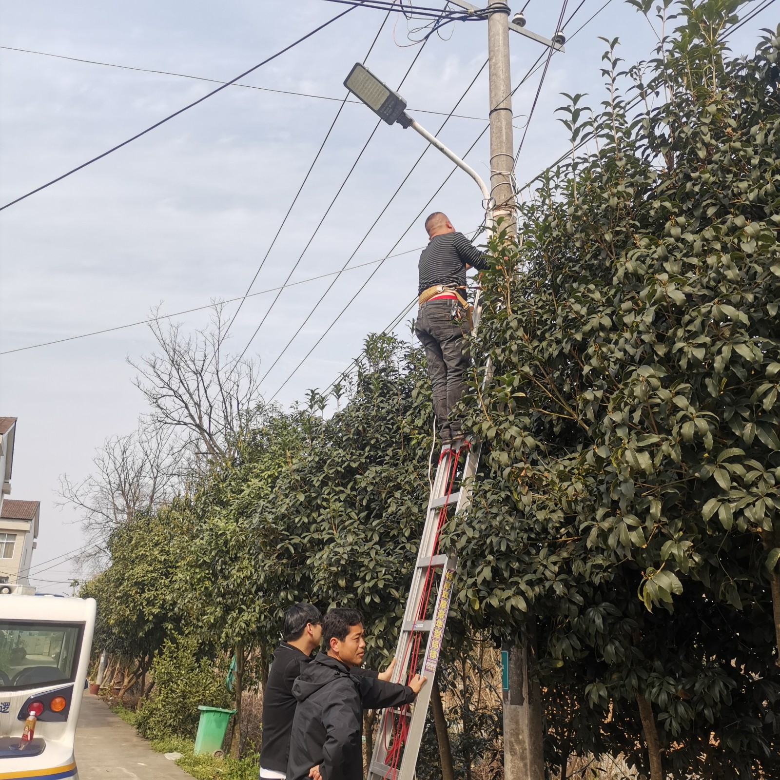 郭家铺街道：维修路灯添光明 办好实事暖民心