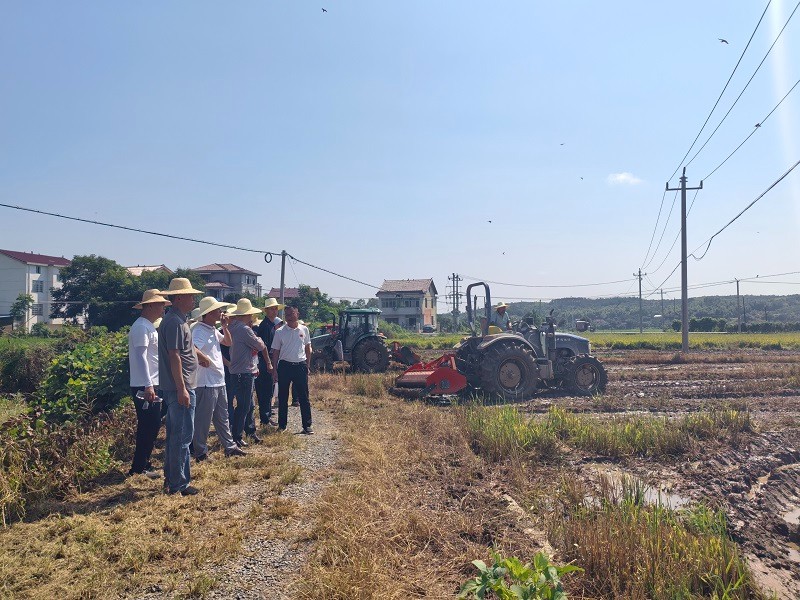 鼎城区水稻秸秆灭茬粉碎现场演示试验成功举办
